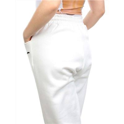 M029 WHITE Брюки спортивные женские на флисе (100% хлопок) 7986