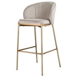 Стул барный Coral, велюр, серо-бежевый