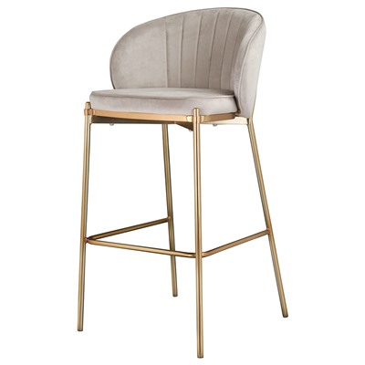 Стул барный Coral, велюр, серо-бежевый