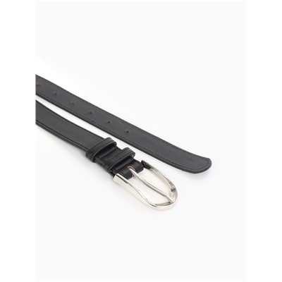 Ремень женский, 110×2.8 см, овальная пряжка металл, серебристая, чёрный