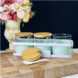 160-241 Набор для специй 3пр. с ложками на метал.подставке в под.уп.(х6)