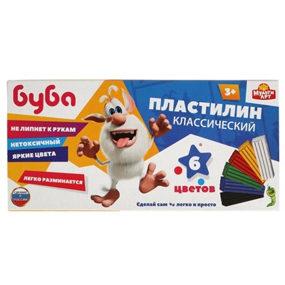 Пластилин классический «Буба» 6 цв., 120 г