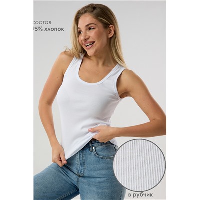 Майка базовая в рубчик белая