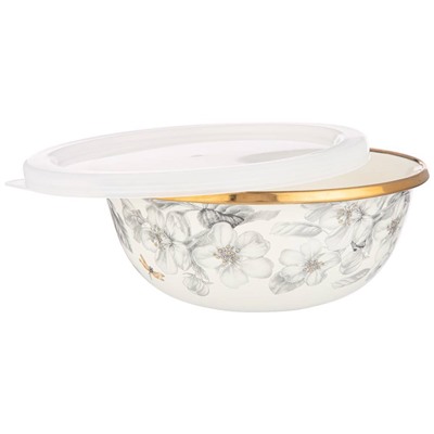 НАБОР МИСОК AGNESS ЭМАЛИРОВАН. С ПЛАСТИК.КРЫШКАМИ, СЕРИЯ ЯБЛОНЕВЫЙ САД, 6ПР.14/16/18СМ, 0,6/0,9/1,3Л