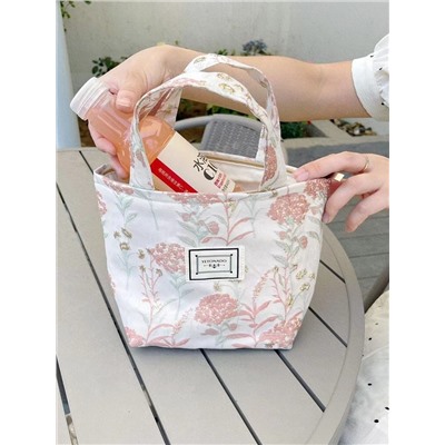 Handheld linen bag for leisure, french style, flowered, food bag, for import