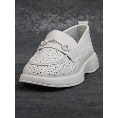 03-YD14-2D MILK WHITE Лоферы женские (натуральная кожа)