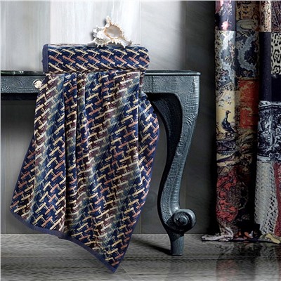 "Missoni-3002" Полотенце махровое 100х150см, плотность 375гр/м2, 100% хлопок, синий, Bolangde (Китай)