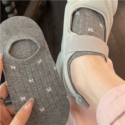 Cotton breathable summer thin non-slip socks with bow
