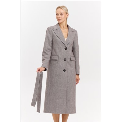 Пальто женское демисезонное 27210 (коричневый/ёлочка)