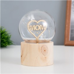 Фигурка светящаяся RISALUX «Люблю маму», LED-ночник, 3×AG10, шар-8 см, 6.5×6.5×11.5 см