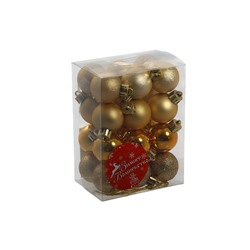 Ёлочные игрушки «Классика блеск ассорти», шары новогодние, d=3 см, набор 24 шт., золото