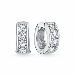 Серьги с фианитом родированные серебро 925*