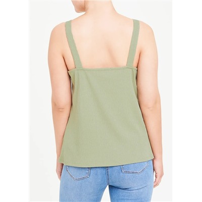Textured Button Strap Vest Top