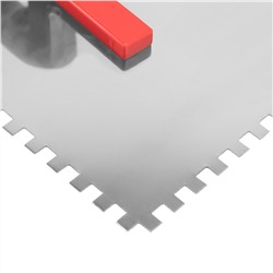 Гладилка стальная, 280 х 130 мм, зеркальная полировка, пластмассовая ручка, зуб 6 х 6 мм Matrix