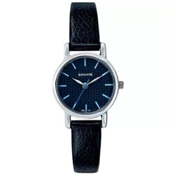 Наручные часы с черным ремешком, Black Thin Strap Watch, произв. Sonata