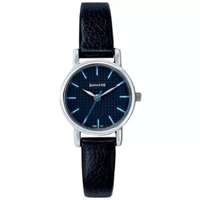 Наручные часы с черным ремешком, Black Thin Strap Watch, произв. Sonata
