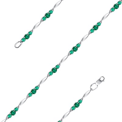 Браслет с фианитом родированный серебро 925*