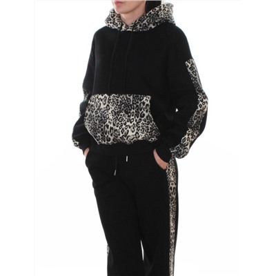 008 BLACK/LEOPARD Костюм спортивный зимний женский (95% хлопок, 5% полиэстер)