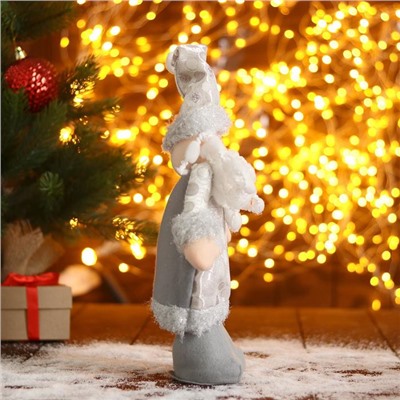 Игрушка мягкая «Дед Мороз - шубка с кружочками» 15×30 см, серебро