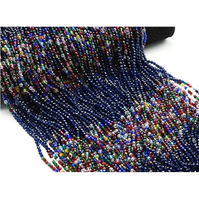 Бусины из шпинели шарик гр.3мм цв.синий, ассорти, 37см, 126 бусин