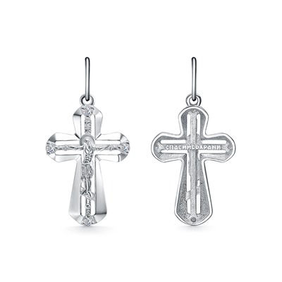 Крест из серебра литье белый