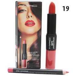 Помада - блеск - карандаш М.А.К Matte Lipstick & Lipgloss Matte Lip Pencil 3 in 1 № 19