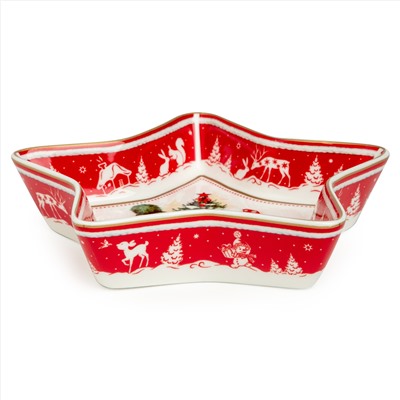 БЛЮДО LEFARD "С НОВЫМ ГОДОМ!" В ФОРМЕ ЗВЕЗДЫ 17,5*17,5*3,5 СМ КРАСНОЕ (КОР=36ШТ.)