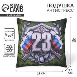 Подушка декоративная антистресс «23 февраля», хаки