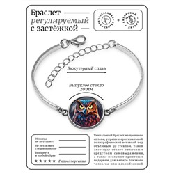 BSI-0179 Браслет металлический Сова неон