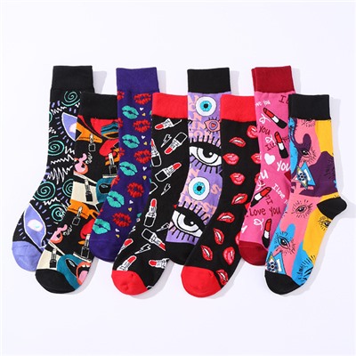 Tide, demi-season fashionable trend socks, mid-length, European style