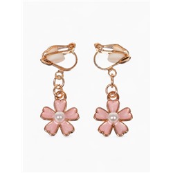 Серьги-клипсы детские Выбражулька «Цветочек», с жемчужиной, бело-персиковые в золоте