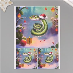 Декупажная карта «Новый год. Змея», плотность 45 г/м², формат А4