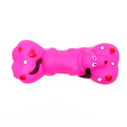 Игрушка пищащая "Косточка и пес" для собак, 15 х 6 см, розовая