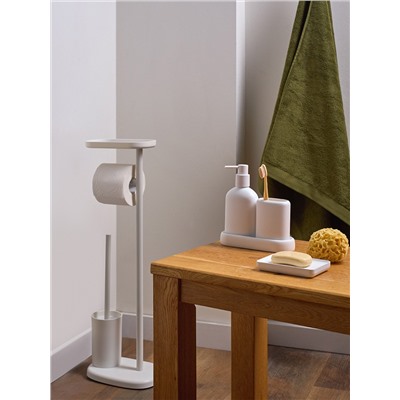 Держатель для туалетной бумаги с полочкой и ершиком Slim, белый