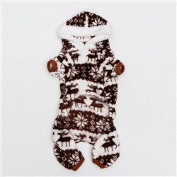 Комбинезон «Олени» с капюшоном, размер M (ДС 30 см, ОГ 40 см, ОШ 30 см), коричневый