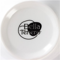 Банки для сыпучих BellaTenero, 150 мл, с ложками, на бамбуковой подставке, фарфор, белые