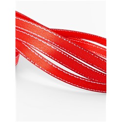 Лента атласная, с серебряным люрексом, 6 мм, 23±1 м, красная №026