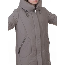 A618 GRAY/BEIGE Пальто зимнее женское (верблюжья шерсть, 120 гр. холлофайбер)