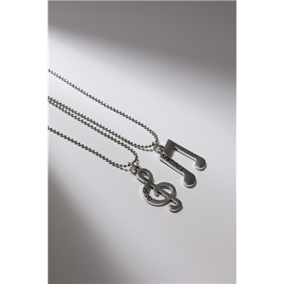 Кулоны парные «Ноты», 45 см, цвет чернёное серебро