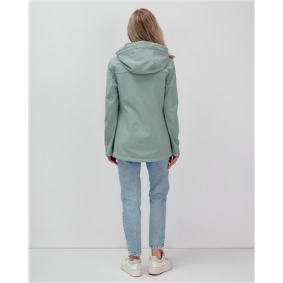 Ветровка спортивная женская с капюшоном softshell бирюзового цвета 9566Br