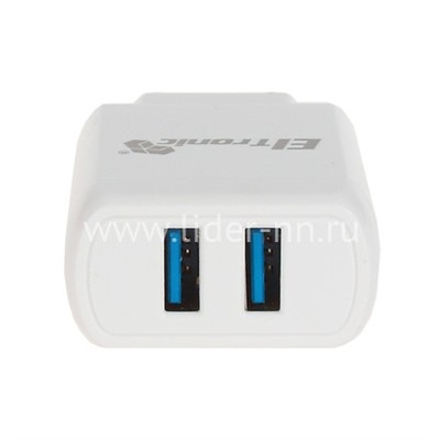 СЗУ ELTRONIC FASTER Lightning (3100 mAh/2 USB) в коробке (белый)