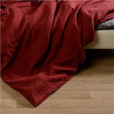 Пододеяльник изо льна бордового цвета Essential, 200х200 см