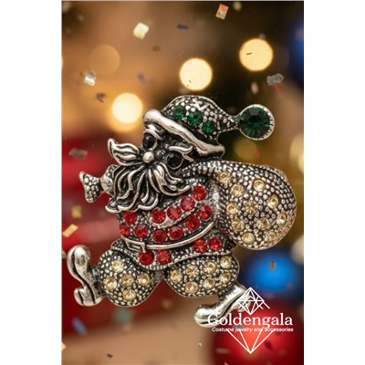 Брошь новогодняя "дед мороз" БР4 модель БРО/23 золото