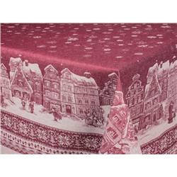 07с-21 ЯК Скатерть 150*200  "Зимний город" цв. бордо