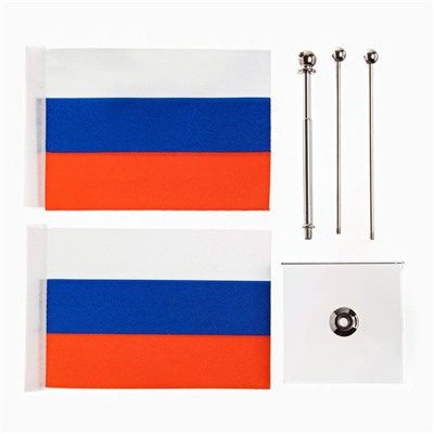 Флаг России настольный, на подставке, с двумя флажками 8×11 см, 16.5×12 см