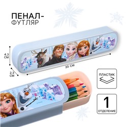 Пенал-футляр пластиковый, 43×200×23 мм, выдвижной, «Холодное сердце»