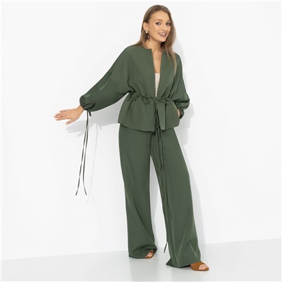 Брючный костюм для нескучного офиса, Серьезная леди (2 в 1, хаки)