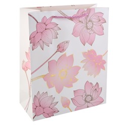 Пакет подарочный 26*32*12 Цветок лотоса на белом 210г/м2 КОКОС 242552/12/Китай