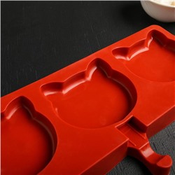 Форма для мороженого «Коты», силикон, 38×14.5×2.5 см, 4 ячейки, МИКС