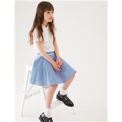 Girls' Pure Cotton Gingham Skater School Skirt (2-14 Yrs)